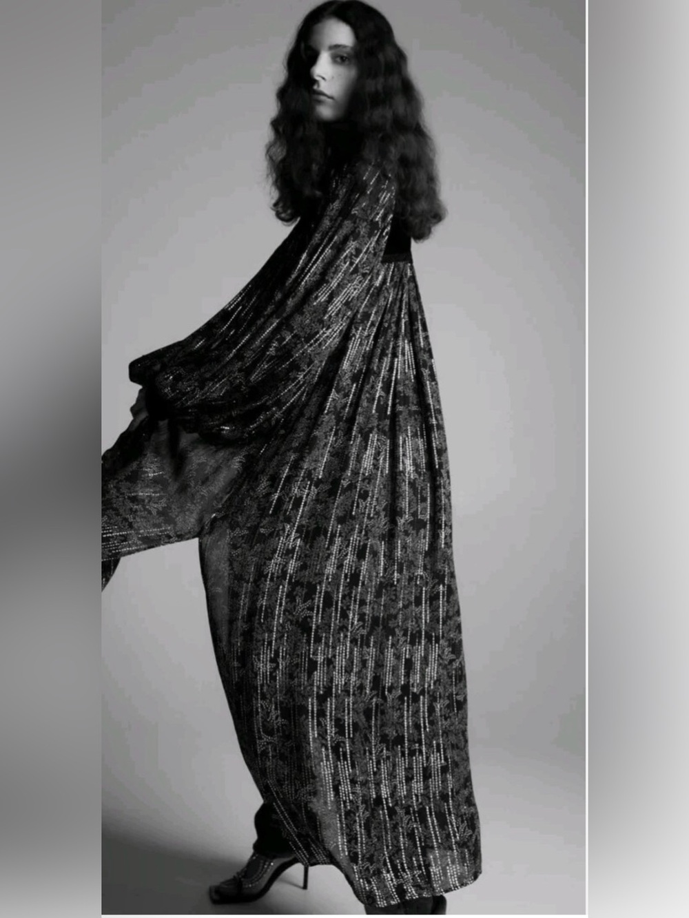 Zara Black Sheer Long Duster Robe - Picture 2 of 6